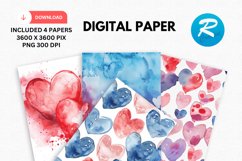 Valentine&#039;s Day Hearts Digital Paper Product Image 1