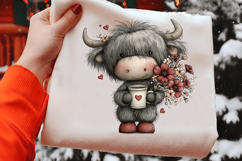 Valentine’s Day Highland Cow Coffee Clipart Product Image 2