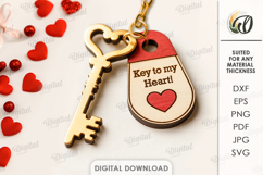 Valentine's Day Keys Bundle Lasercut. Valentine Gift Tag SVG Product Image 2