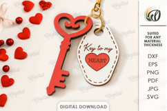 Valentine's Day Keys Bundle Lasercut. Valentine Gift Tag SVG Product Image 4