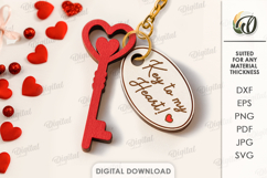 Valentine's Day Keys Bundle Lasercut. Valentine Gift Tag SVG Product Image 8