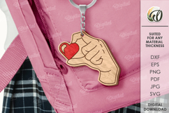 Valentine&#039;s Day Keychain Laser Cut. Valentine Keychain SVG Product Image 1