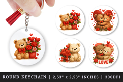 Valentine's Day round keychain pintable sublimation design Product Image 1