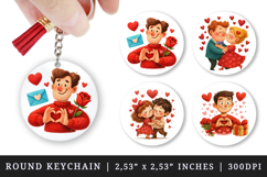 Valentine's Day round keychain pintable sublimation design Product Image 1