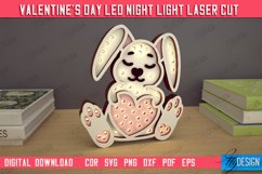 Valentine's Day Layered Led Lamp | Bunny Design | Nursery Product Image 1