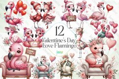 Valentine’s Day Love Flamingo Clipart Product Image 1