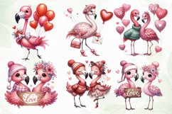 Valentine’s Day Love Flamingo Clipart Product Image 3