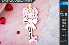 Valentine Key Ornament Laser Cut|Valentine&#039;s Day Symbol SVG Product Image 1
