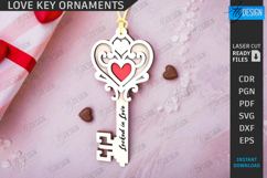 Valentine Key Ornament Laser Cut|Valentine&#039;s Day Symbol SVG Product Image 1