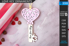 Valentine Key Ornament Laser Cut|Valentine&#039;s Day Symbol SVG Product Image 1