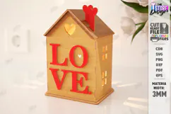 Valentine's Day Candle House Laser Cut | Candle Holder SVG Product Image 1