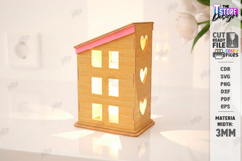 Valentine's Day Candle House Laser Cut | Candle Holder SVG Product Image 1