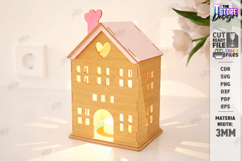Valentine's Day Candle House Laser Cut | Candle Holder SVG Product Image 1