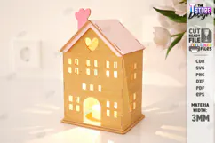 Valentine's Day Candle House Laser Cut | Candle Holder SVG Product Image 1