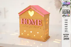 Valentine's Day Candle House Laser Cut | Candle Holder SVG Product Image 1