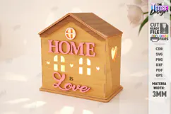 Valentine's Day Candle House Laser Cut | Candle Holder SVG Product Image 1