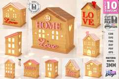 Valentine's Candle Houses Laser Cut Bundle | Candle Holders Product Image 1