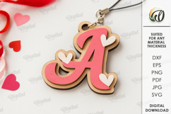 Valentine&#039;s Day Monogram Keychains Bundle Laser Cut Product Image 2