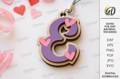 Valentine&#039;s Day Monogram Keychains Bundle Laser Cut Product Image 8