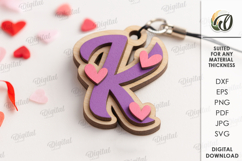 Valentine&#039;s Day Monogram Keychains Bundle Laser Cut Product Image 14