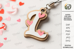 Valentine&#039;s Day Monogram Keychain Laser Cut. Letter L SVG Product Image 1