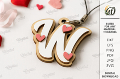 Valentine&#039;s Day Monogram Keychains Bundle Laser Cut Product Image 26