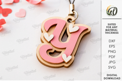 Valentine&#039;s Day Monogram Keychains Bundle Laser Cut Product Image 28