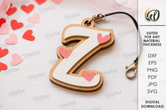 Valentine&#039;s Day Monogram Keychain Laser Cut. Letter Z SVG Product Image 1