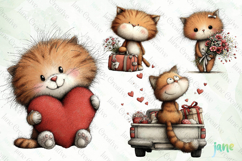 Valentine's Day Orange Cat Clipart Product Image 1