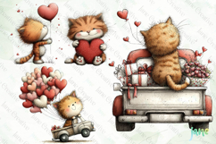 Valentine's Day Orange Cat Clipart Product Image 1