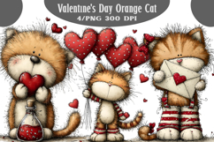 Valentine's Day Orange Cat Clipart PNG Product Image 1