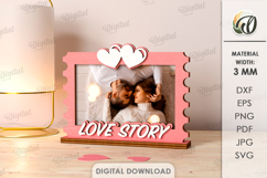 Valentine's Day Photo Frame Laser Cut. Picture Frame SVG Product Image 1
