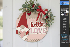 Valentine's Day Round Door Sign Laser Cut | Romantic Design Product Image 1