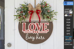 Valentine's Day Round Door Sign Laser Cut | Romantic Design Product Image 1