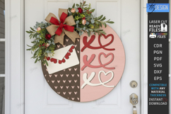 Valentine's Day Round Door Sign Laser Cut | Romantic Design Product Image 1