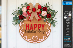Valentine's Day Round Door Sign Laser Cut | Romantic Design Product Image 1