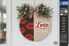 Valentine's Day Round Door Sign Laser Cut | Romantic Design Product Image 1