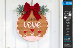 Valentine's Day Round Door Sign Laser Cut | Romantic Design Product Image 1