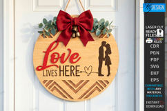 Valentine's Day Round Door Sign Laser Cut | Romantic Design Product Image 1