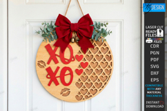 Valentine's Day Round Door Sign Laser Cut | Romantic Design Product Image 1