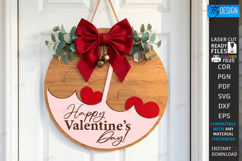 Valentine's Day Round Door Signs Laser Cut Bundle | Wall SVG Product Image 13