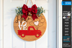 Valentine's Day Round Door Signs Laser Cut Bundle | Wall SVG Product Image 14