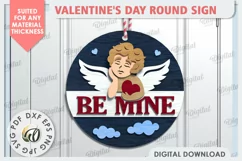 Valentine's Day Round Sign Laser Cut. 3D Love Sign SVG Product Image 1