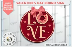 Valentine's Day Round Sign Laser Cut. 3D Love Sign SVG Product Image 1