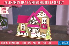Valentine&#039;s Day Standing Houses Laser Cut Bundle|Stand Decor Product Image 5