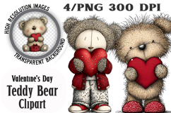 Valentine s Day Teddy Bear with Red Heart Clipart Product Image 1