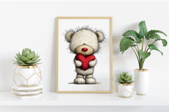 Valentine s Day Teddy Bear with Red Heart Clipart Product Image 2