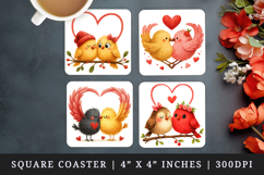 Valentine's Day square coaster sublimation, coasters design Product Image 1