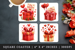 Valentine's Day square coaster sublimation, coasters design Product Image 1