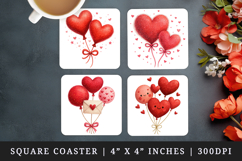 Valentine's Day square coaster sublimation, coasters design Product Image 1